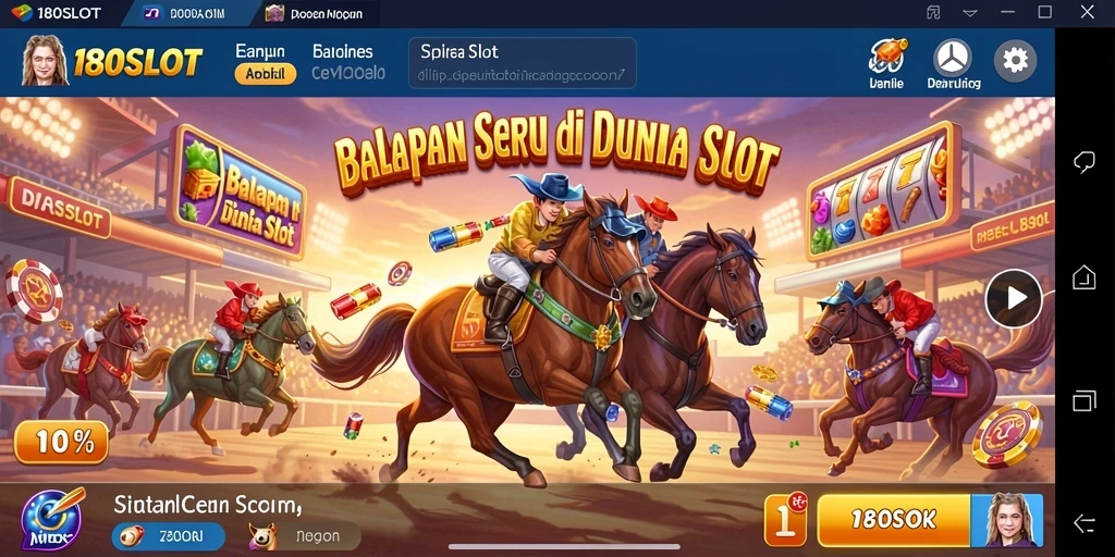 Screenshot gameplay balapan cepat di 180SLOT dengan efek slot yang menarik.