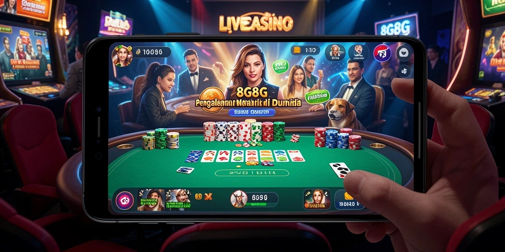 Screenshot gameplay Live Casino di aplikasi 8G8G yang seru.
