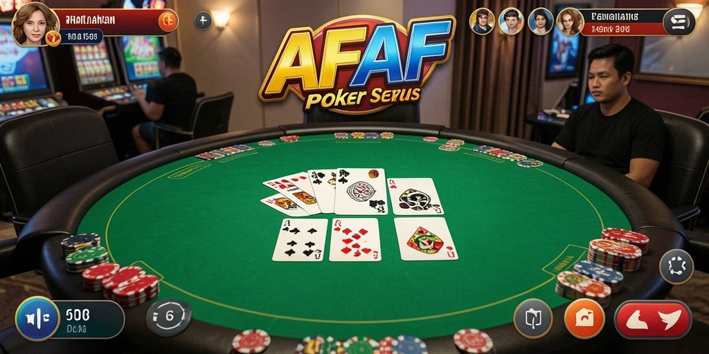 Screenshot AFAF menampilkan gameplay poker yang mendebarkan dan penuh strategi.