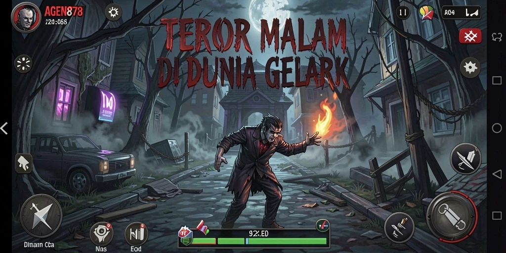 Screenshot dari gameplay AGEN878 menampilkan suasana horor yang mencekam.
