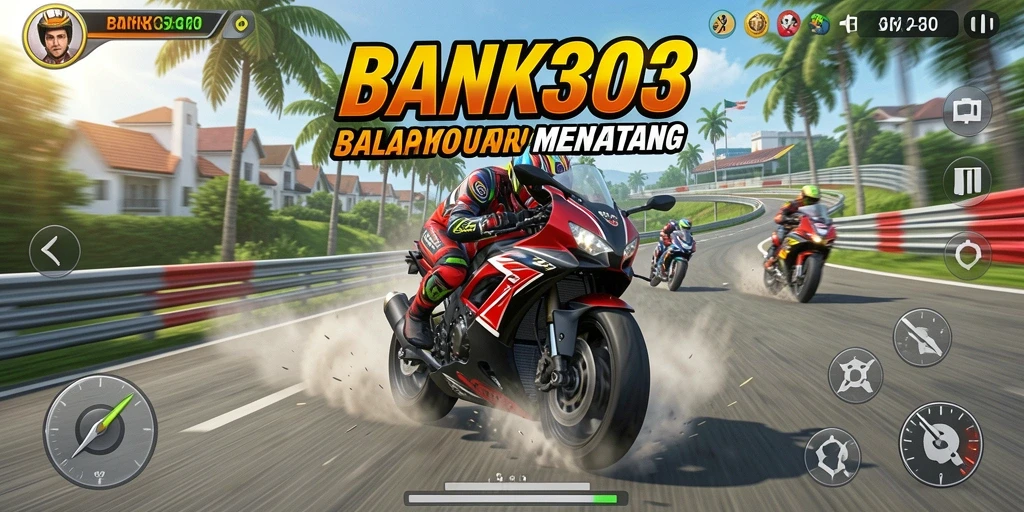 Tampilan gameplay balapan motor yang menegangkan dan seru.