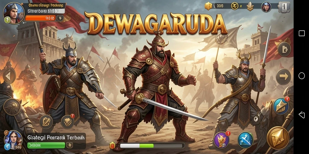Screenshot gameplay <strong>DEWAGARUDA</strong> menampilkan strategi dan pertarungan yang intens.