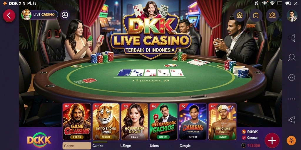 Screenshot DKK menampilkan dealer langsung dan gameplay yang mendebarkan di Live Casino.