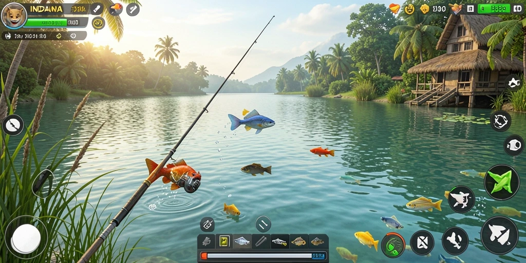 Tampilan menarik dari gameplay memancing INDAAA yang menantang.