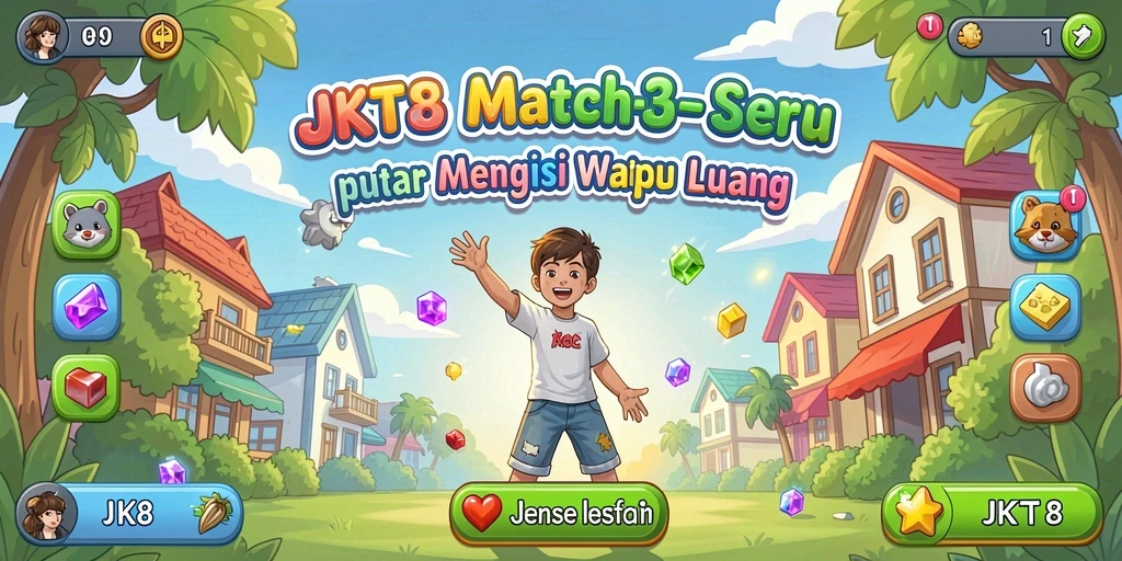 Tampilan gameplay JKT8 yang seru dalam kategori Match-3.