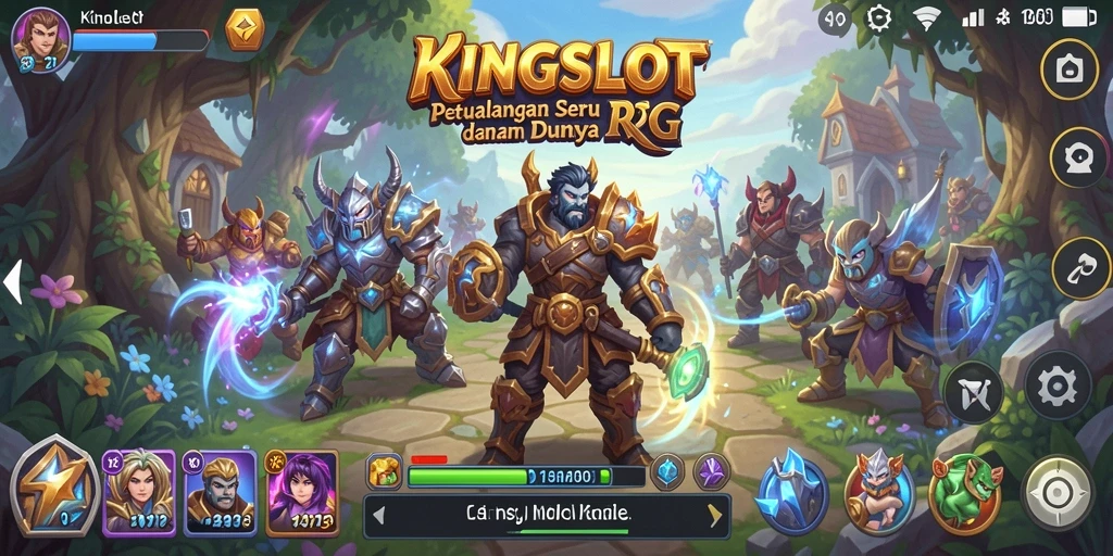 Tampilan gameplay menarik dalam KINGSLOT dengan pertarungan RPG yang seru.