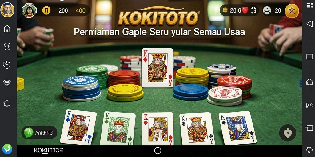 Tampilan gameplay Gaple yang seru dan interaktif di KOKITOTO.