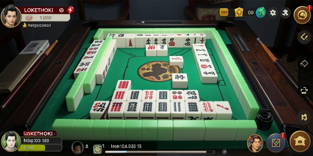 Tampilan gameplay menarik dari LOKETHOKI dengan elemen Mahjong yang klasik.