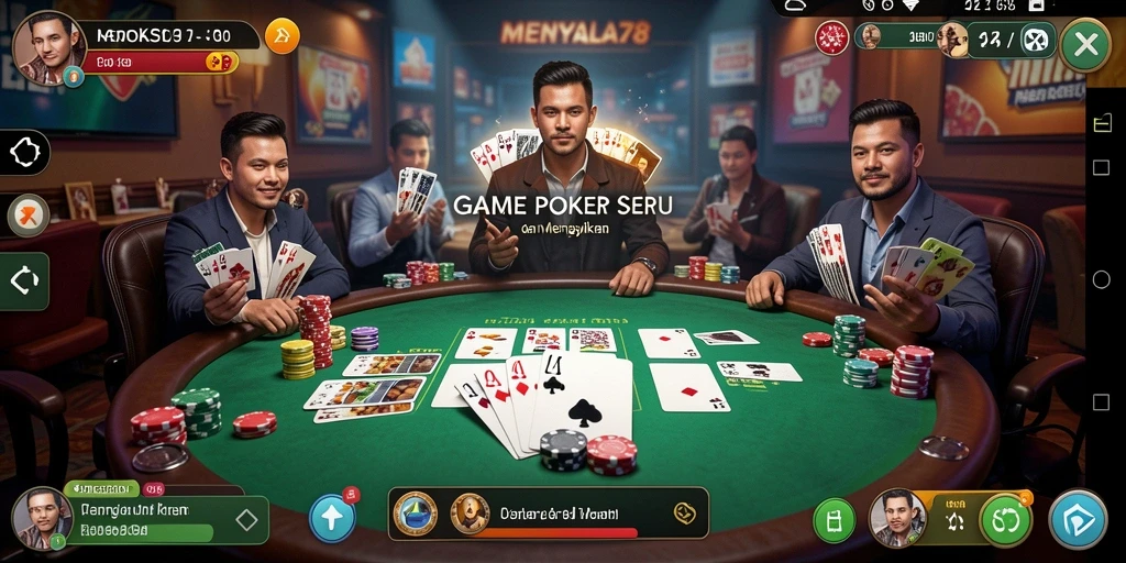 Screenshot MENYALA78 menampilkan tidak hanya gameplay Poker yang menarik, tetapi juga interaksi antar pemain.