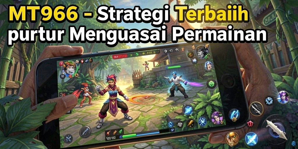 Screenshot dari gameplay MT966 yang menunjukkan taktik pertempuran yang kompleks.