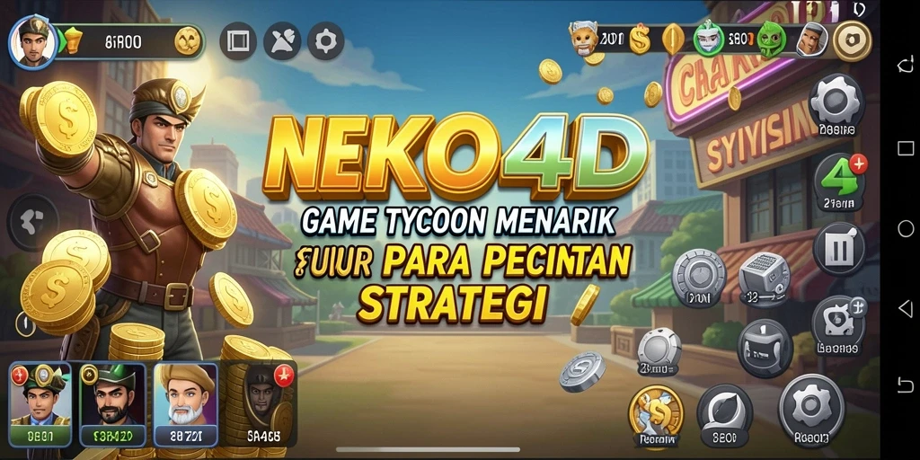 Screenshot gameplay NEKO4D menampilkan pengelolaan bisnis yang dinamis.