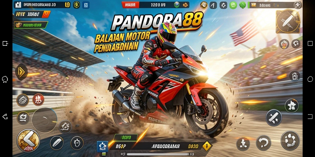 Screenshot PANDORA88 menampilkan aksi balapan motor yang seru dan mendebarkan.