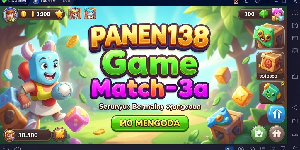 Tampilan gameplay seru PANEN138 dengan aksi Match-3 yang menantang.