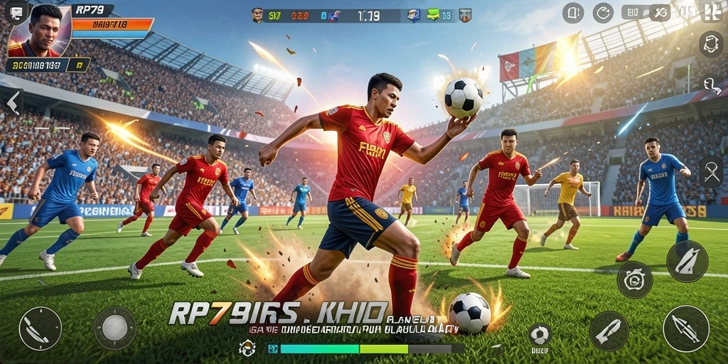 Tampilan gameplay RP79 dengan aksi olahraga seru dan grafik memukau.