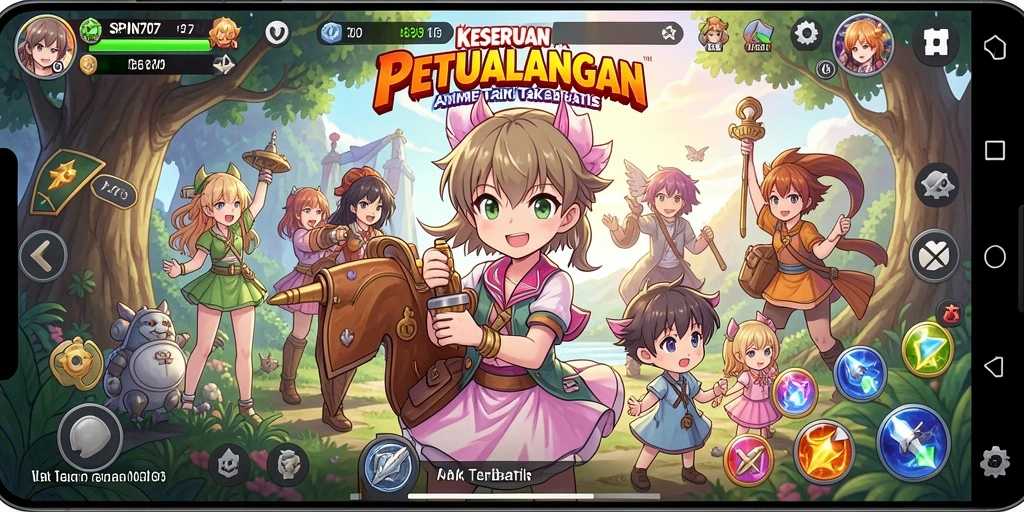 Tampilan epic dari gameplay seru dalam SPIN707 dengan karakter anime.